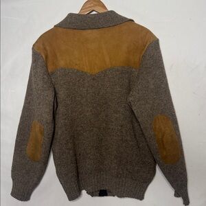 Vintage Kotare New Zealand pure new wool knit suede top and elbows sweater sz L